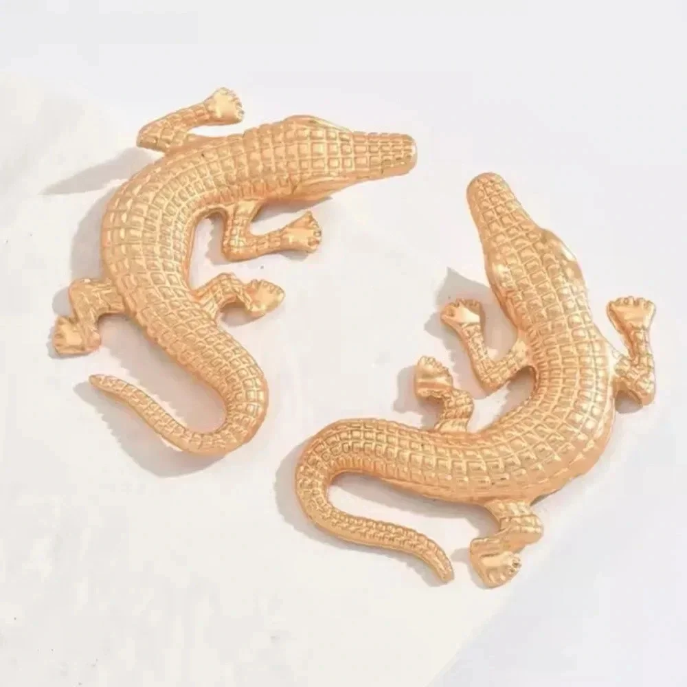 Alligator Gold Textured Statement Earrings